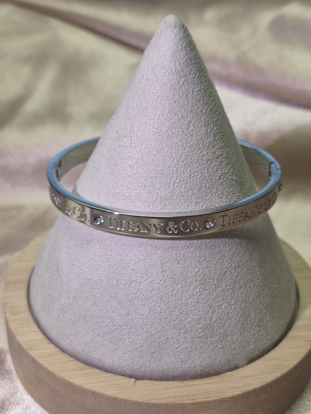 Silver Crystal-Stud Logo Bangle